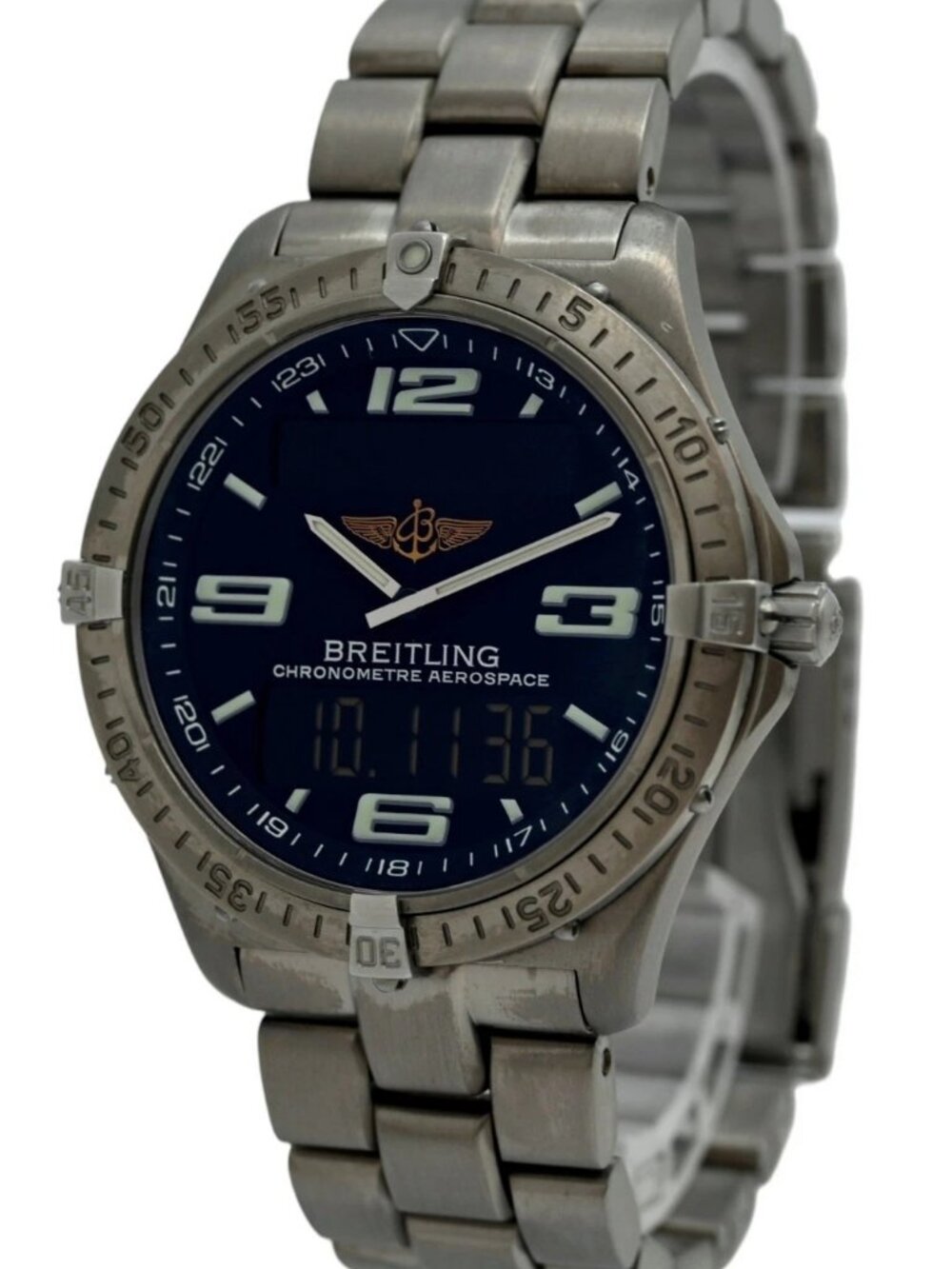 Breitling 40mm Men's Aerospace Titanium Grey Dial Watch with B+P! Ref: E75362!